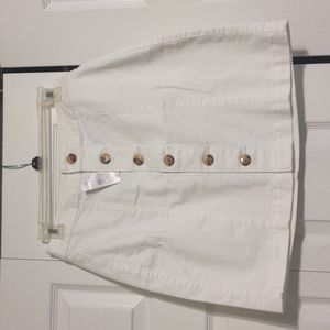Cute White Loft Jean Skirt Button Up